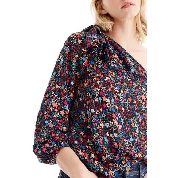 J.Crew Jacuzzi One-Shoulder Star Print Top - Picture 2 of 6